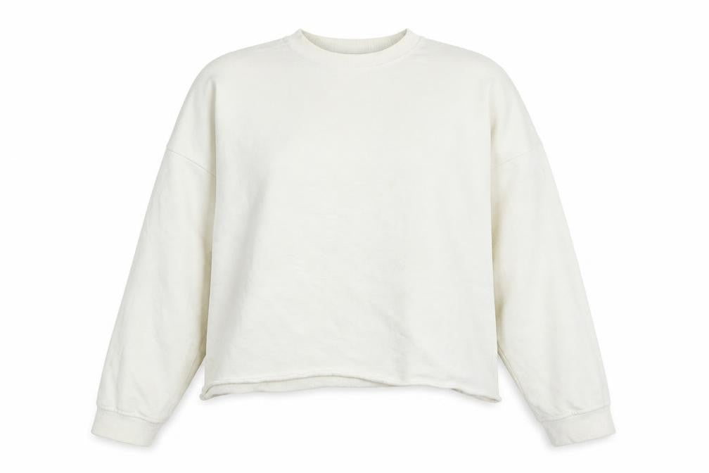 Front view of Missguided women’s ivory polyester pullover sweatshirt, size UK 8
