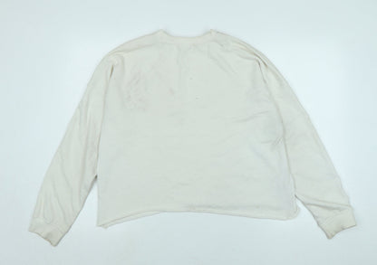 Back view of Missguided women’s ivory polyester pullover sweatshirt, size UK 8