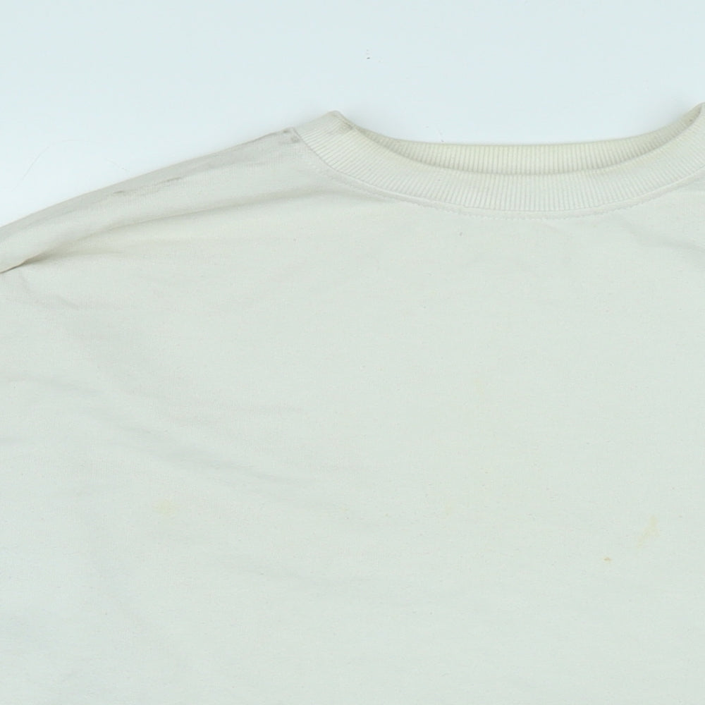 Close-up detail of Missguided women’s ivory polyester pullover sweatshirt, size UK 8