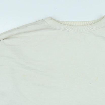 Close-up detail of Missguided women’s ivory polyester pullover sweatshirt, size UK 8