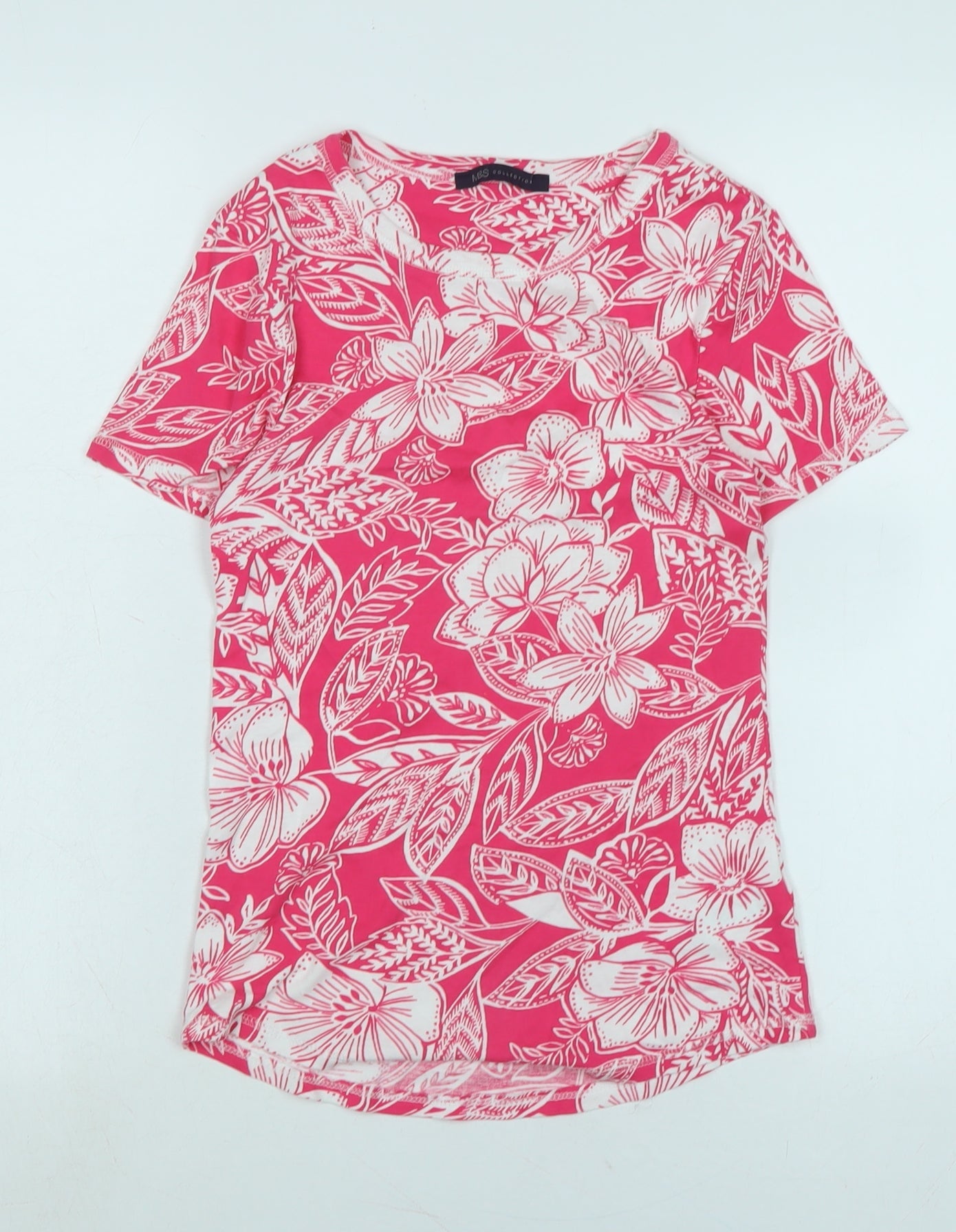 Womens UK Size 8 Marks and Spencer Pink Basic T-Shirt