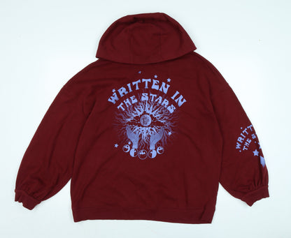 Divided Womens Red Cotton Pullover Hoodie Size S