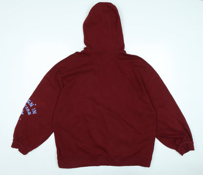 Divided Womens Red Cotton Pullover Hoodie Size S