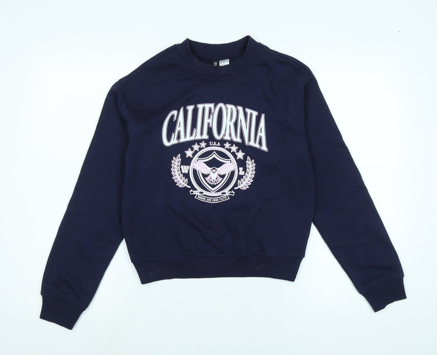 Divided Womens Blue Polyester Pullover Sweatshirt Size XS