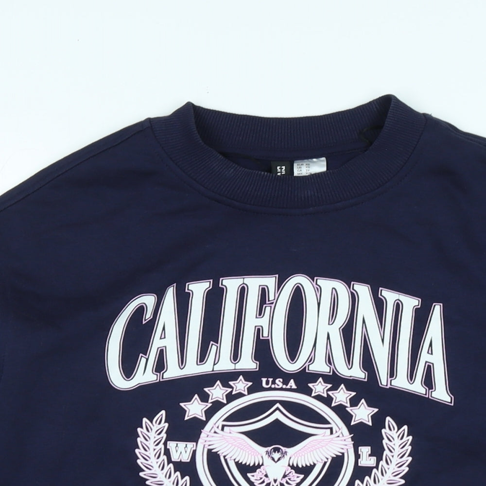 Divided Womens Blue Polyester Pullover Sweatshirt Size XS