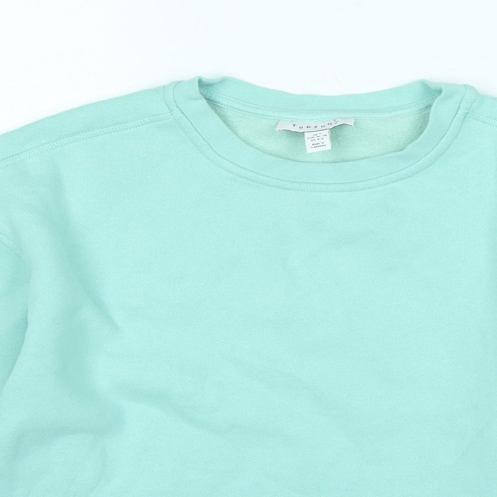 Topshop Womens Green Polyester Pullover Sweatshirt Size S