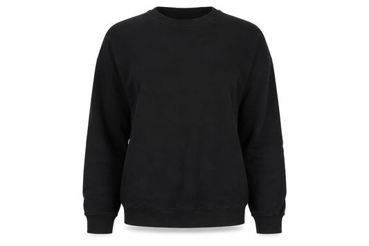 Front view of ASOS women’s black polyester pullover sweatshirt, size UK 12