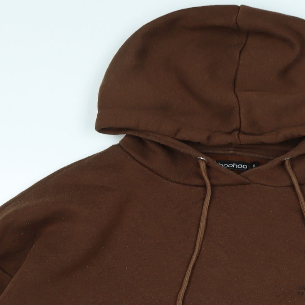 Boohoo Womens Brown Polyester Pullover Hoodie Size S