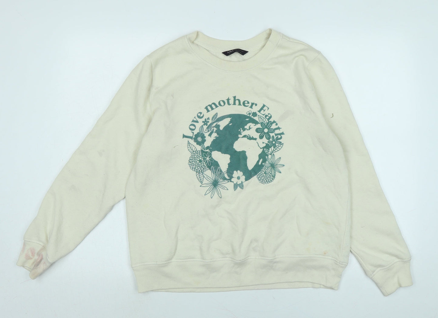 Womens UK Size 14 Marks and Spencer Ivory Pullover Sweatshirt