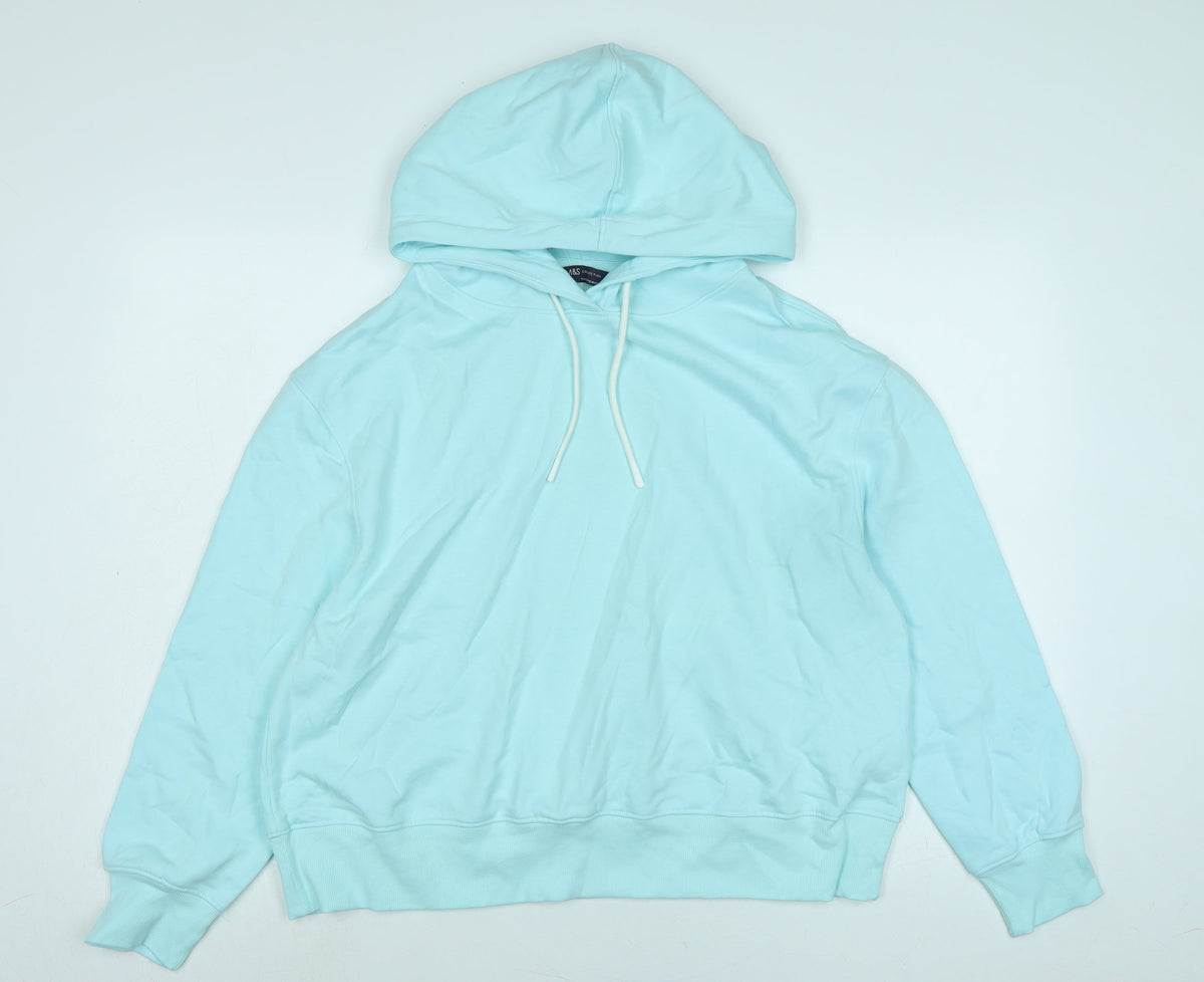 Marks & Spencer Womens Green Polyester Pullover Hoodie Size 14