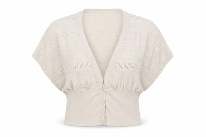 FatFace Womens Beige V-Neck 100% Cotton Cardigan Jumper Size 16