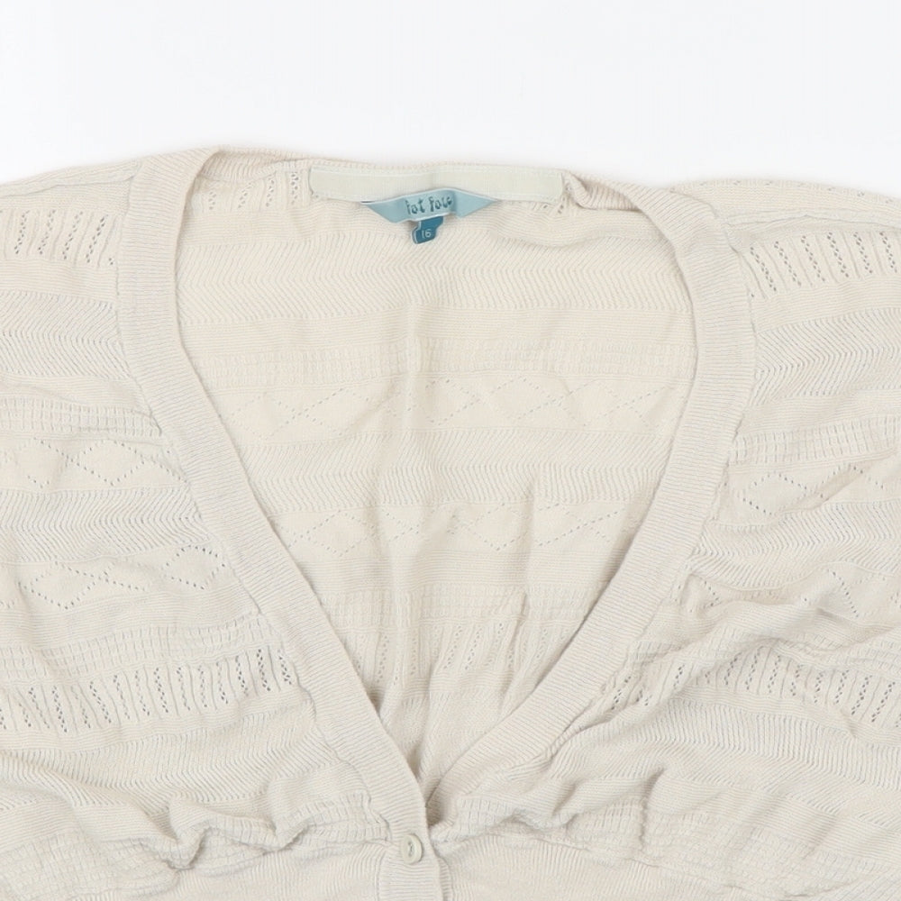 Womens UK Size 16 Fatface Beige Cardigan Jumper