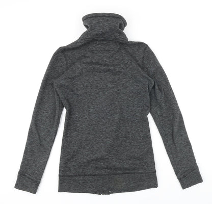 Back view of O'Neill women’s grey polyester full zip sweatshirt, size XS, zip