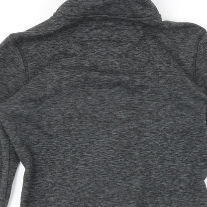 Brand and care label for O'Neill women’s grey polyester full zip sweatshirt, size XS, zip