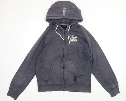 Mens UK Size XL Crosshatch Blue Full Zip Hoodie