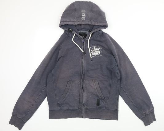 Mens UK Size XL Crosshatch Blue Full Zip Hoodie