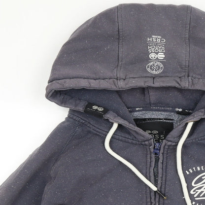 Mens UK Size XL Crosshatch Blue Full Zip Hoodie