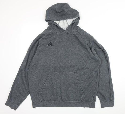 Addidas Mens Grey Cotton Pullover Hoodie Size XL