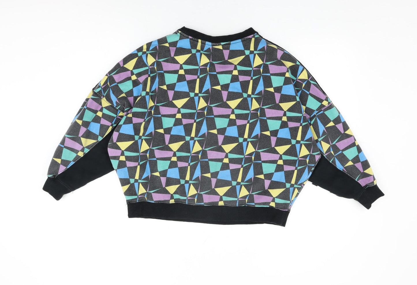 ellesse Womens Black Geometric Cotton Pullover Sweatshirt Size 6 Pullover