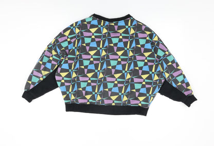 ellesse Womens Black Geometric Cotton Pullover Sweatshirt Size 6 Pullover