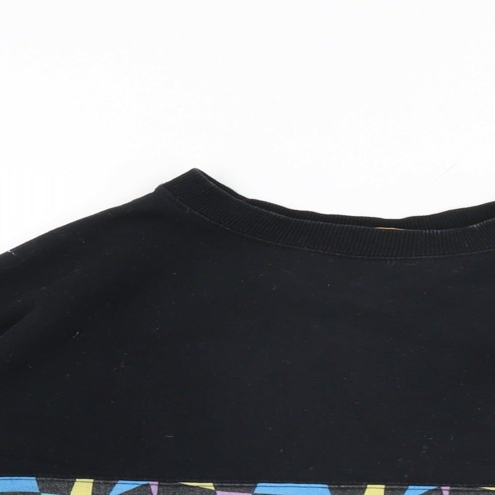 ellesse Womens Black Geometric Cotton Pullover Sweatshirt Size 6 Pullover