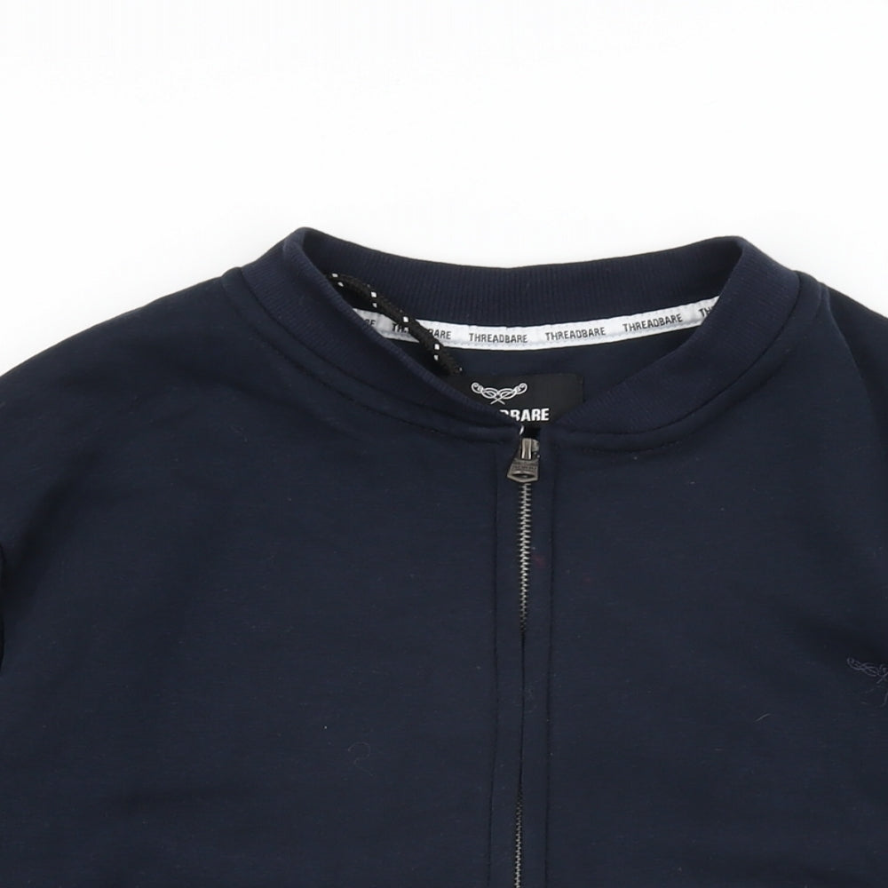 Threadbare Mens Blue Cotton Full Zip Sweatshirt Size M