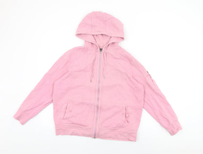 Maine Womens Pink Cotton Full Zip Hoodie Size 16 Zip