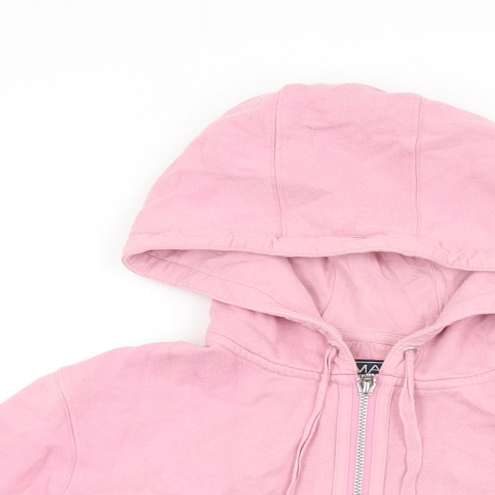 Maine Womens Pink Cotton Full Zip Hoodie Size 16 Zip