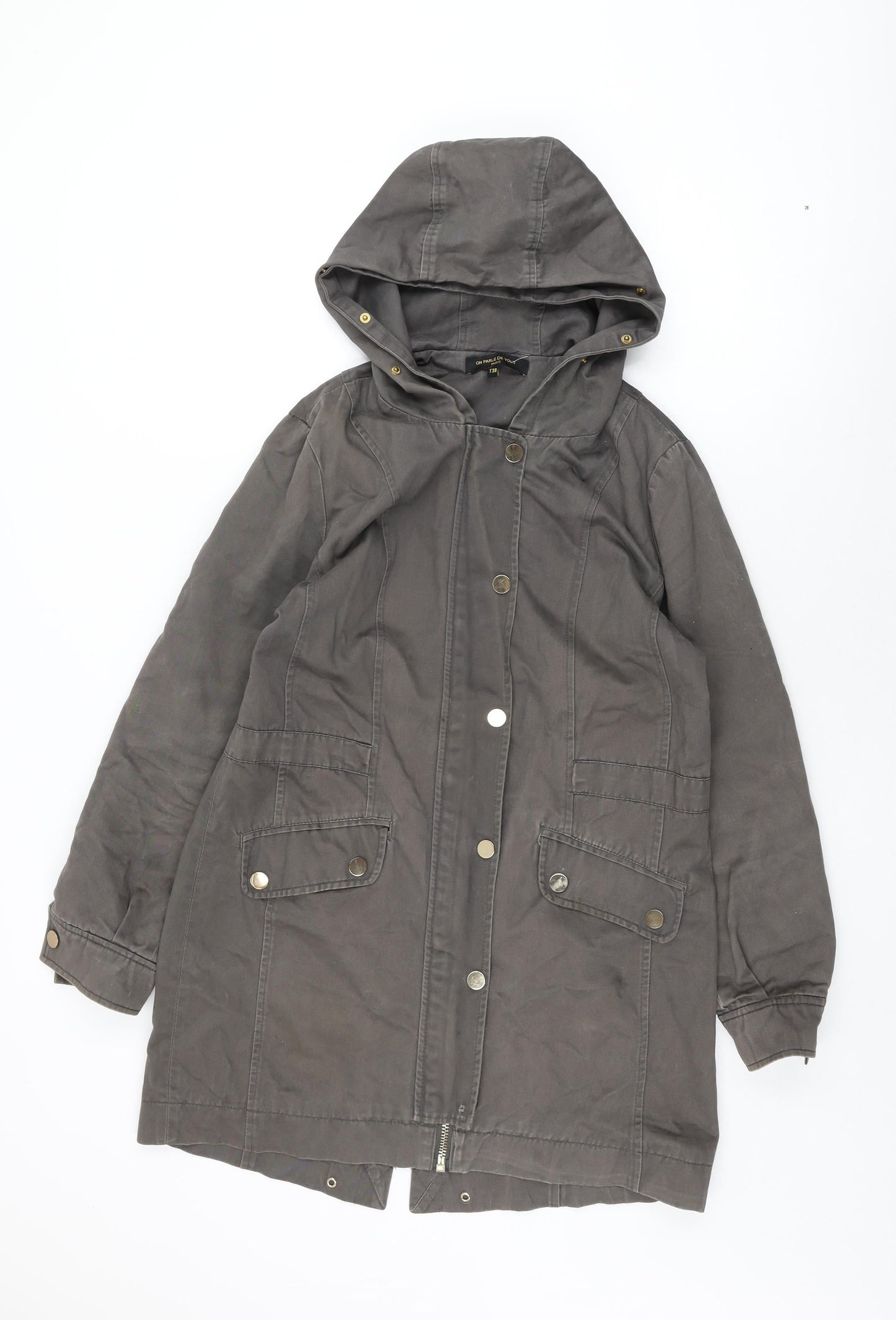 On Parle De Vous Womens Brown Overcoat Coat Size 10 Zip