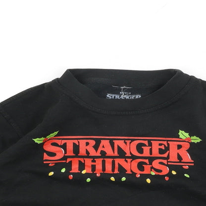 Stranger Things Girls Black Cotton Pullover Sweatshirt Size M Pullover - Stranger Things, Christmas Jumper
