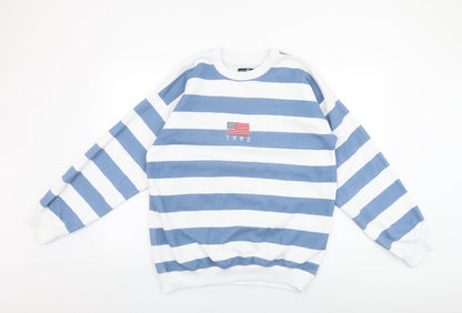Daisy Street Womens White Striped Cotton Pullover Sweatshirt Size 8 Pullover - Los Angeles