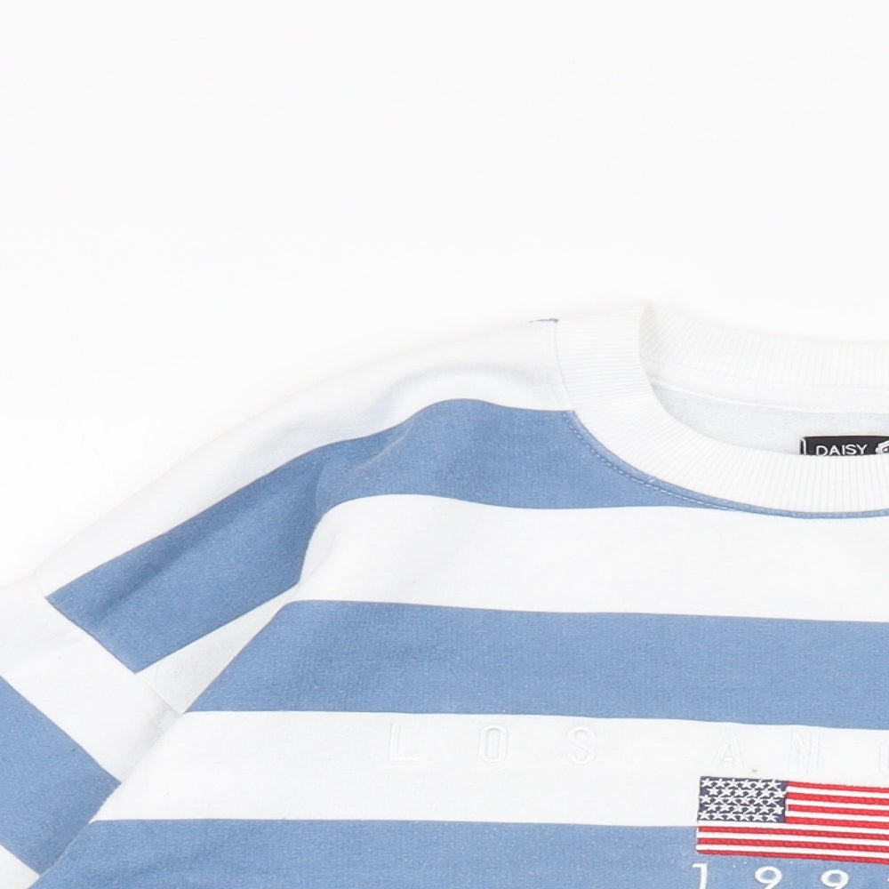 Daisy Street Womens White Striped Cotton Pullover Sweatshirt Size 8 Pullover - Los Angeles
