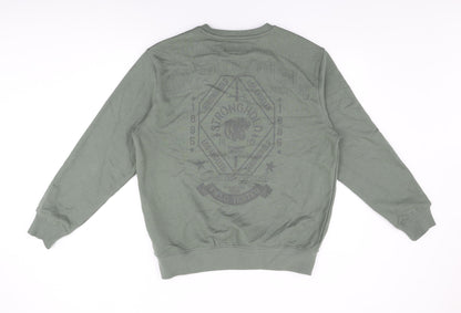 The Stronghold Mens Green Cotton Pullover Sweatshirt Size M