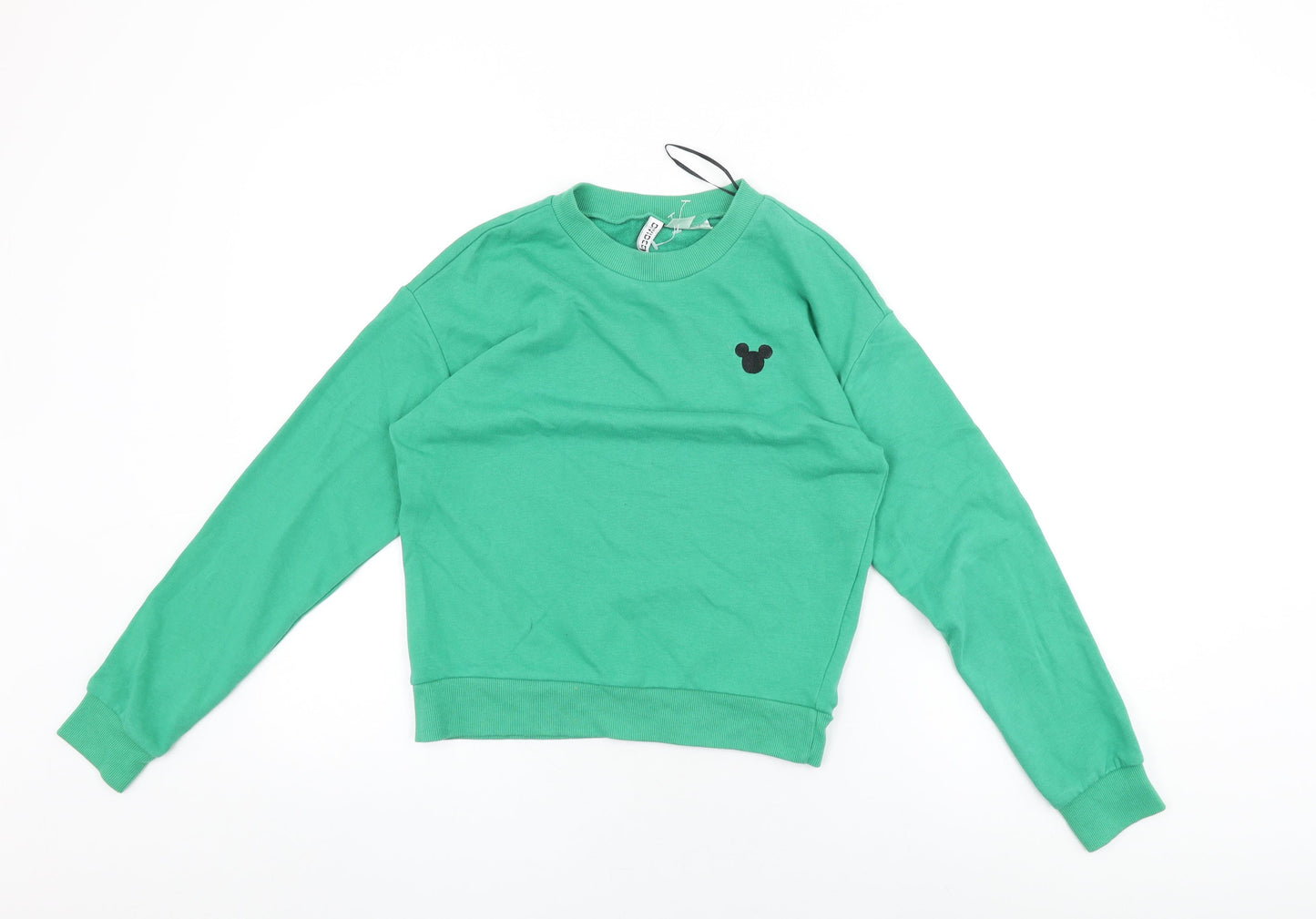 H&M Womens Green Cotton Pullover Sweatshirt Size XS Pullover - Mickey Mouse
