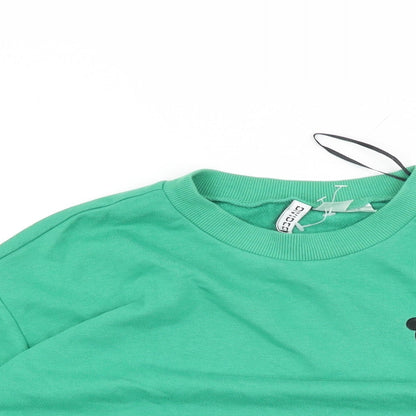 H&M Womens Green Cotton Pullover Sweatshirt Size XS Pullover - Mickey Mouse