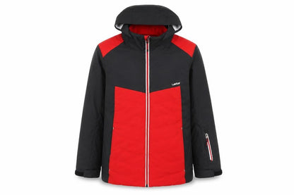 Front view of Wed'ze boys’ red rain coat coat, size 10, years zip