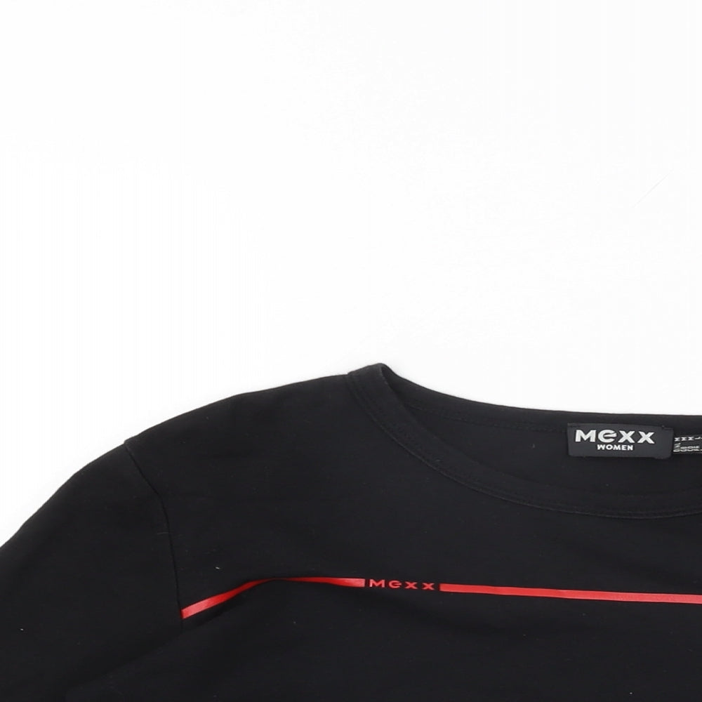 Mexx Womens Black Cotton Basic T-Shirt Size M Round Neck