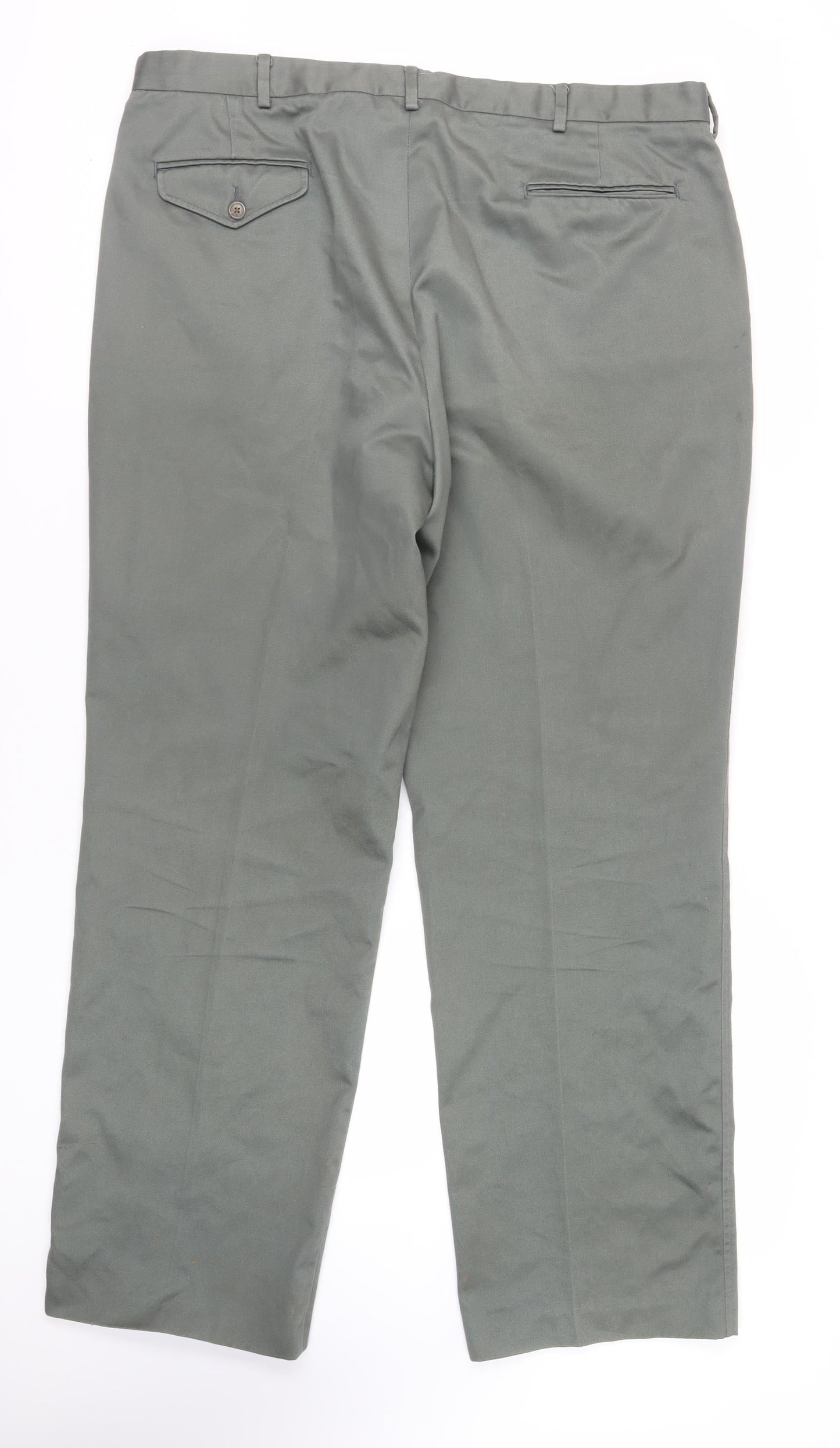 Lands' End Mens Green Polyester Chino Trousers Size 40 in L32 in Regular Zip