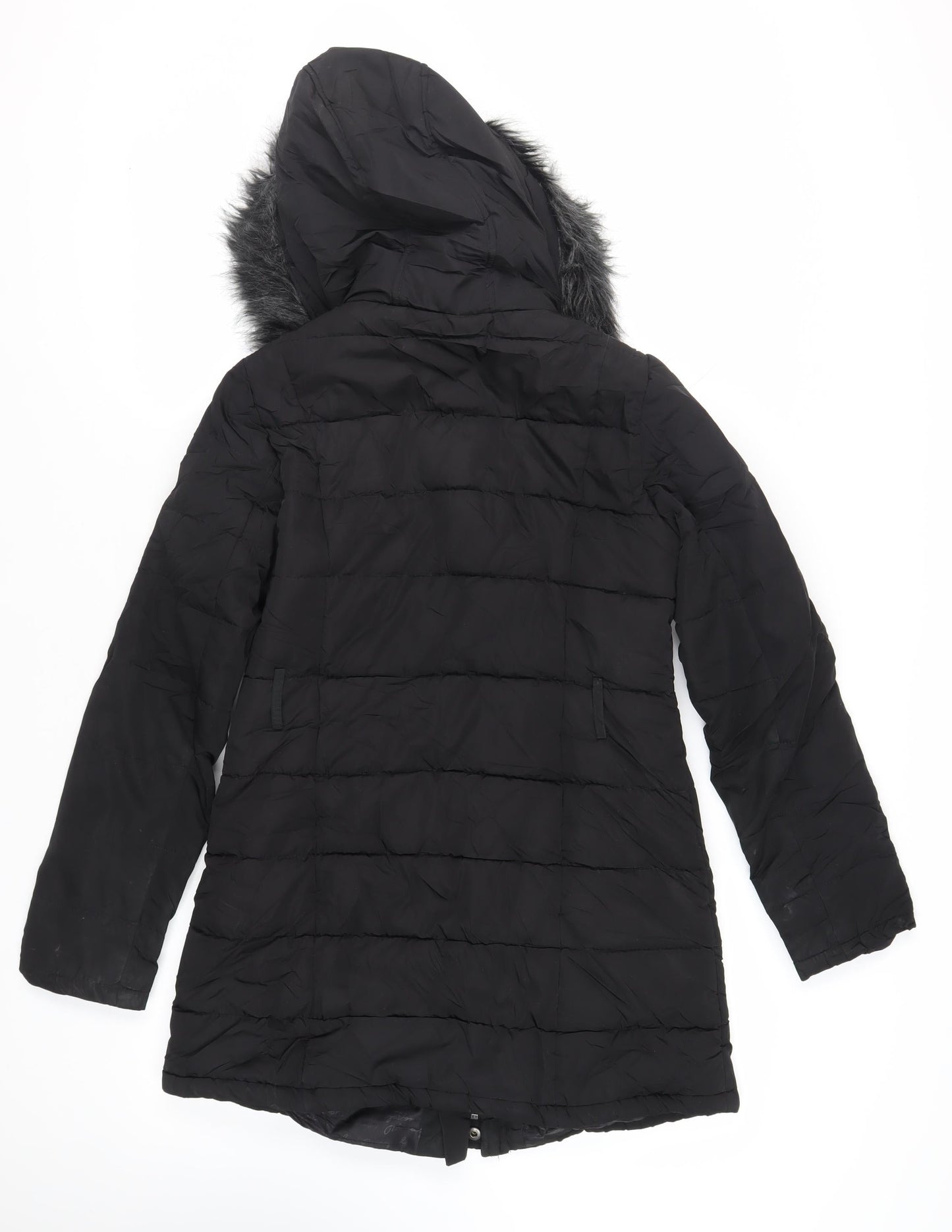 Pineapple Womens Black Quilted Coat Size 10 Zip - Hooded Logo