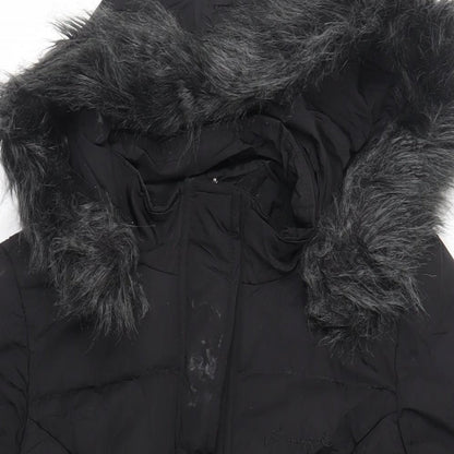 Pineapple Womens Black Quilted Coat Size 10 Zip - Hooded Logo
