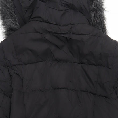 Pineapple Womens Black Quilted Coat Size 10 Zip - Hooded Logo