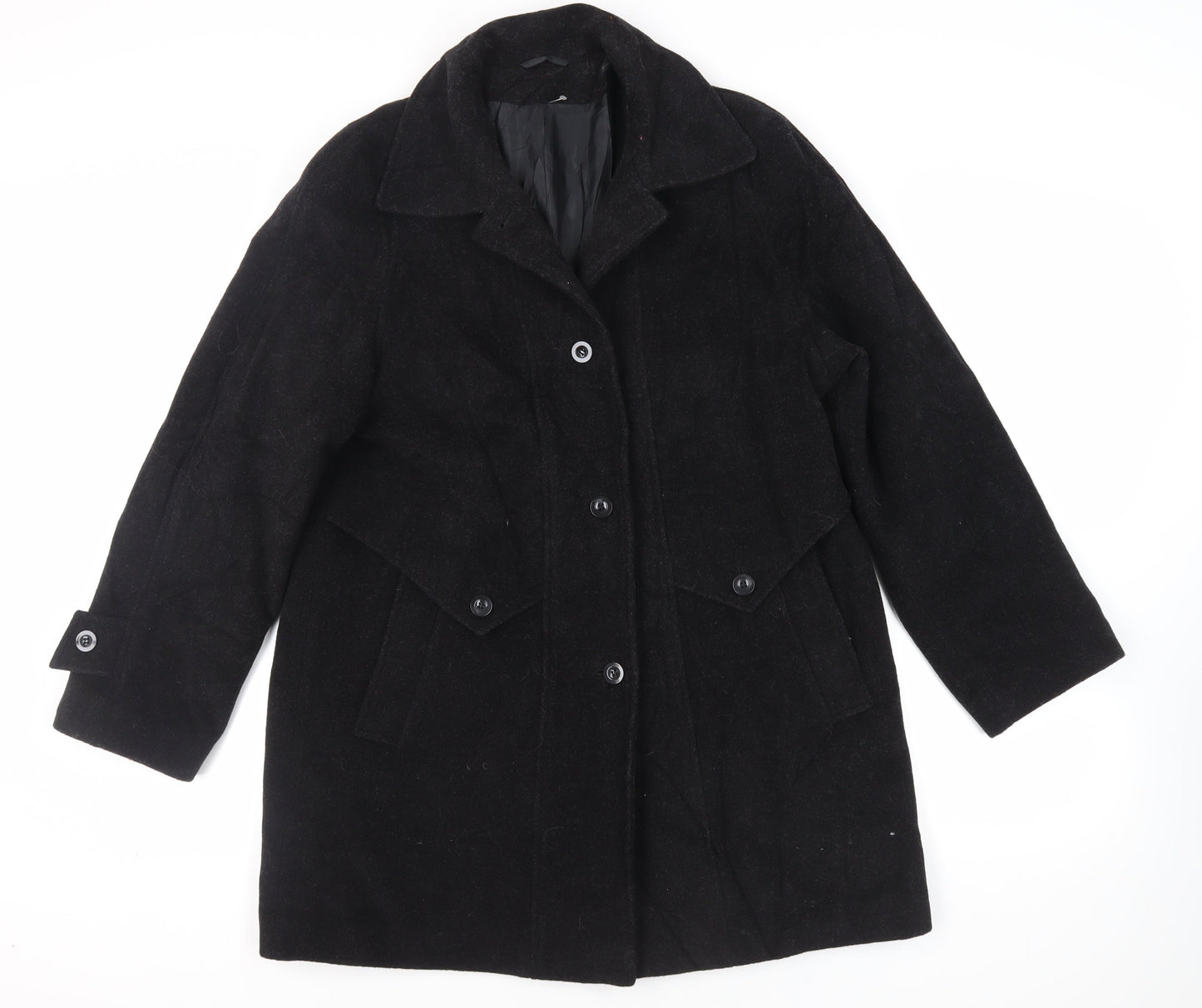 Womens UK Size 12 St Bernard Black Overcoat