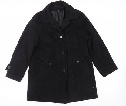Womens UK Size 12 St Bernard Black Overcoat
