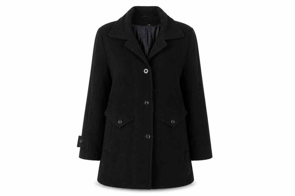 Womens UK Size 12 St Bernard Black Overcoat