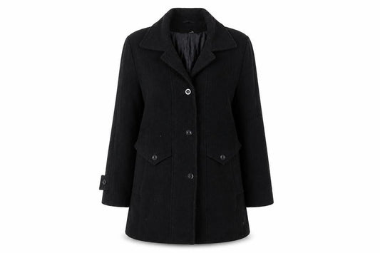 Womens UK Size 12 St Bernard Black Overcoat