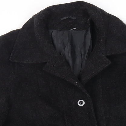 Womens UK Size 12 St Bernard Black Overcoat