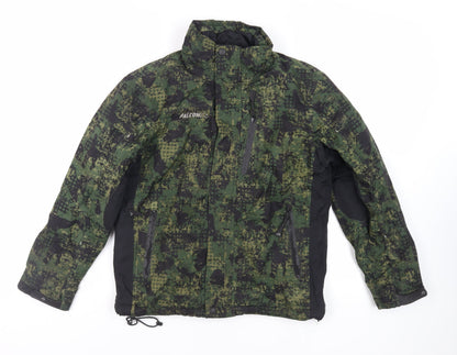 Falcon Boys Green Geometric Jacket Size 12 Years Zip - Logo Zipped Pockets