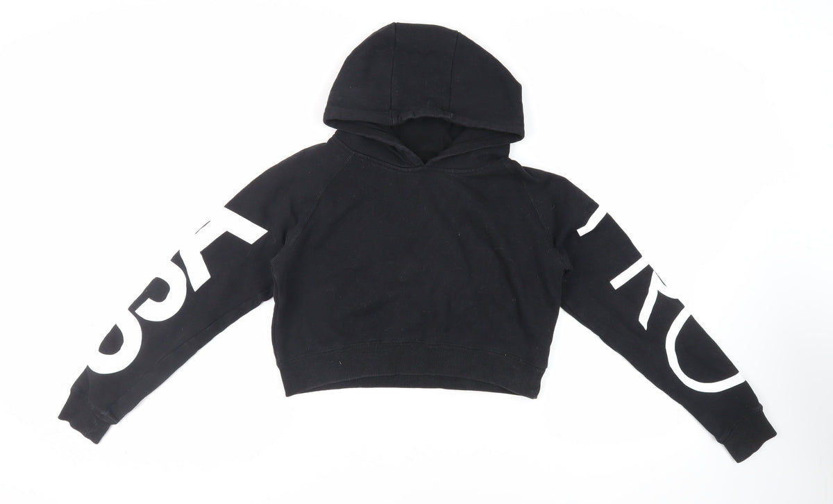 USA Pro Womens Black Cotton Pullover Hoodie Size 8 Pullover