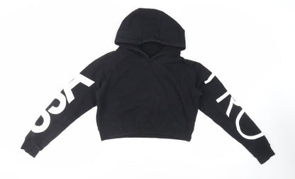 USA Pro Womens Black Cotton Pullover Hoodie Size 8 Pullover