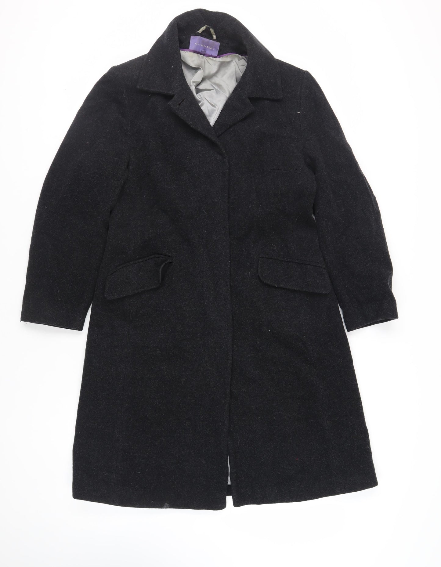 Autonomy Womens Grey Overcoat Coat Size 12 Button